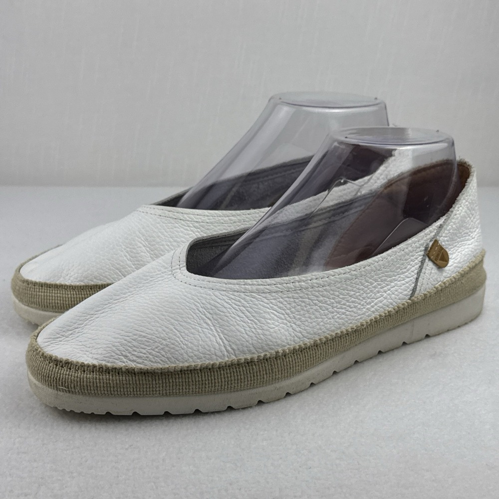 Verbenas Noelia Blanc Ballet Flats White Leather Shoes Women's 8.5/39